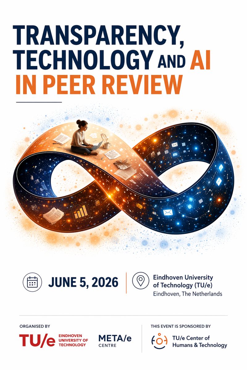 Conference poster showing a woman researcher on an infinity-shaped ribbon, 5 June 2026, Eindhoven University of Technology